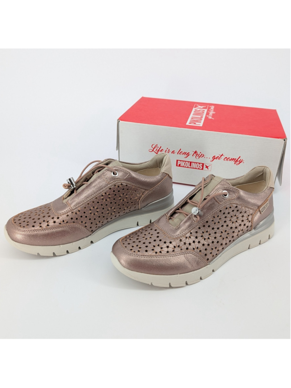 Pikolinos Cantabria W4R-6584CL Sneakers 39 8.5 Stone Metallic Leather Box